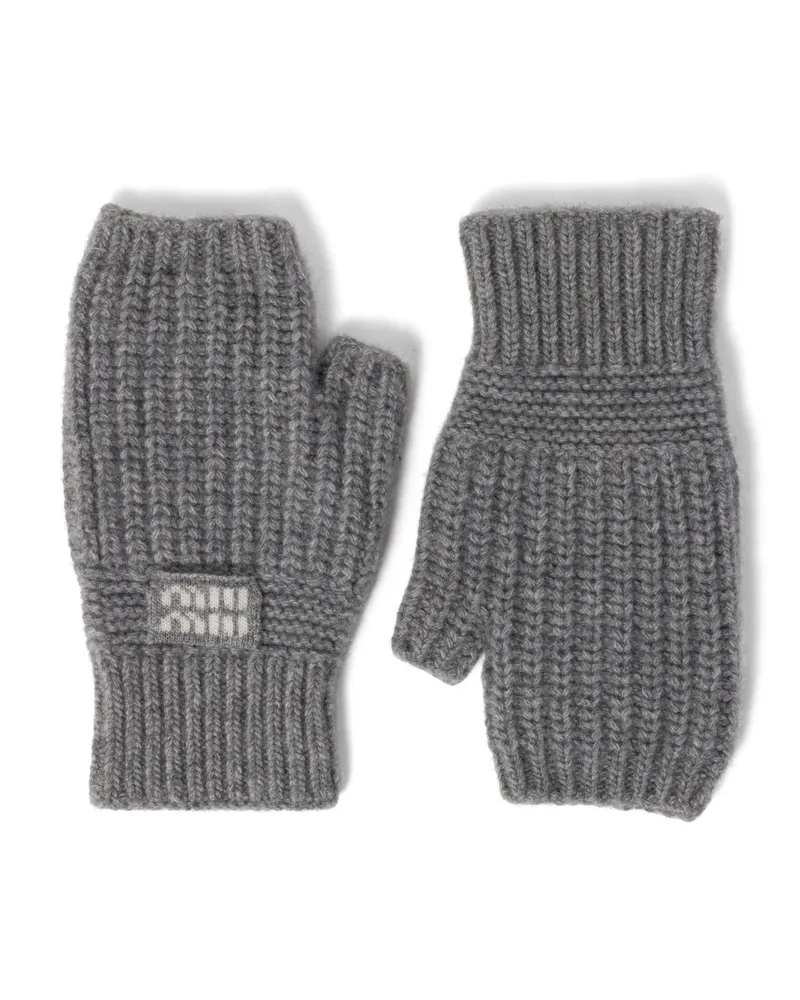 Miu Miu Handschuhe Aus Wolle Und Kaschmir, Damen, Grau, Größe Grau