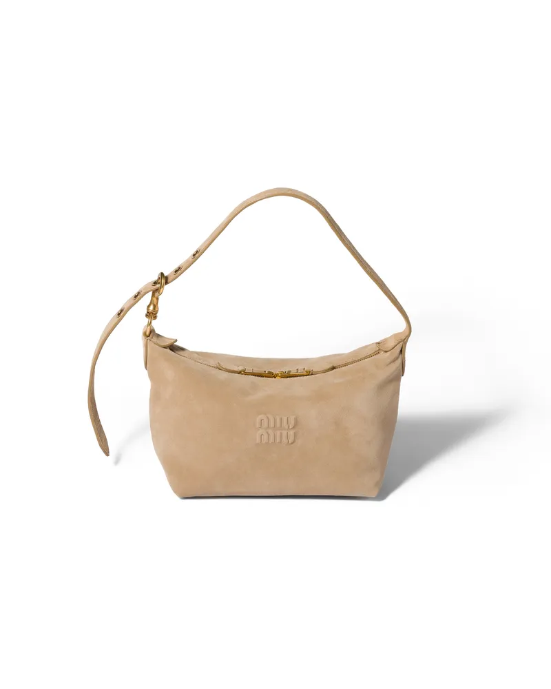 Miu Miu Spirit Tasche Aus Veloursleder, Damen, Ecru Ecru