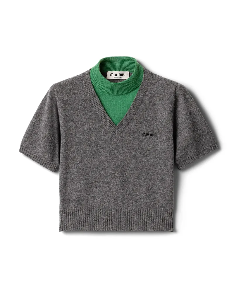 Miu Miu Rollkragenpullover Aus Kaschmir, Damen, Schiefer/grün, Größe Schiefer