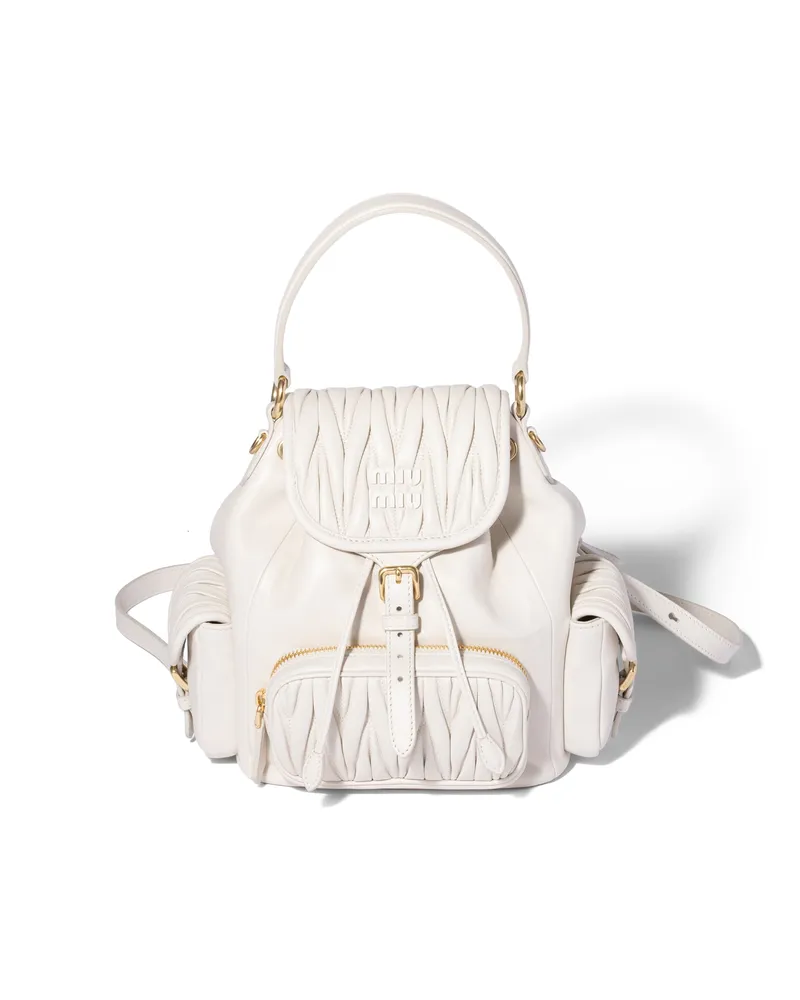 Miu Miu Rucksack Aus Matelassé-nappaleder, Damen, Weiss Weiss