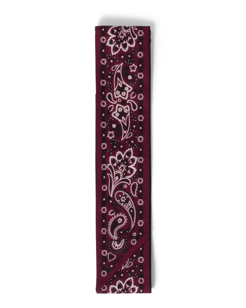 Miu Miu Schal Aus Bedrucktem Popeline, Damen, Amaranthrot Amaranthrot