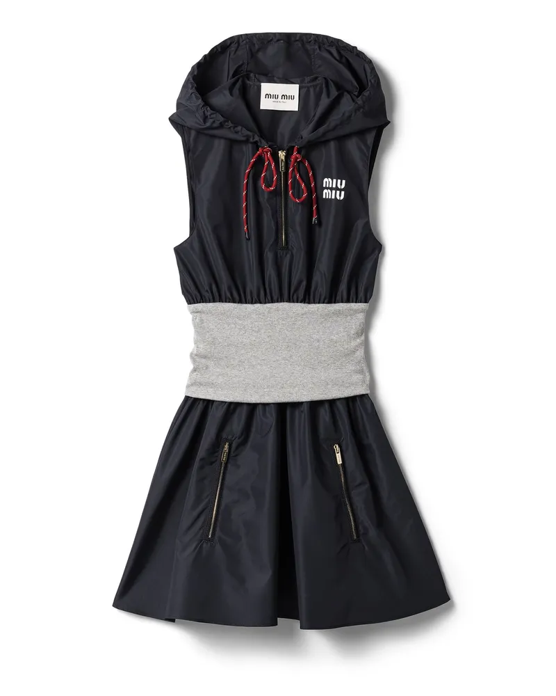 Miu Miu Kleid Aus Funktionsgewebe, Damen, Blau/grau, Größe Blau