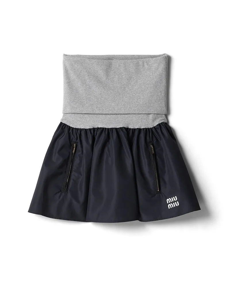 Miu Miu Minirock Aus Funktionsgewebe, Damen, Blau/grau, Größe Blau