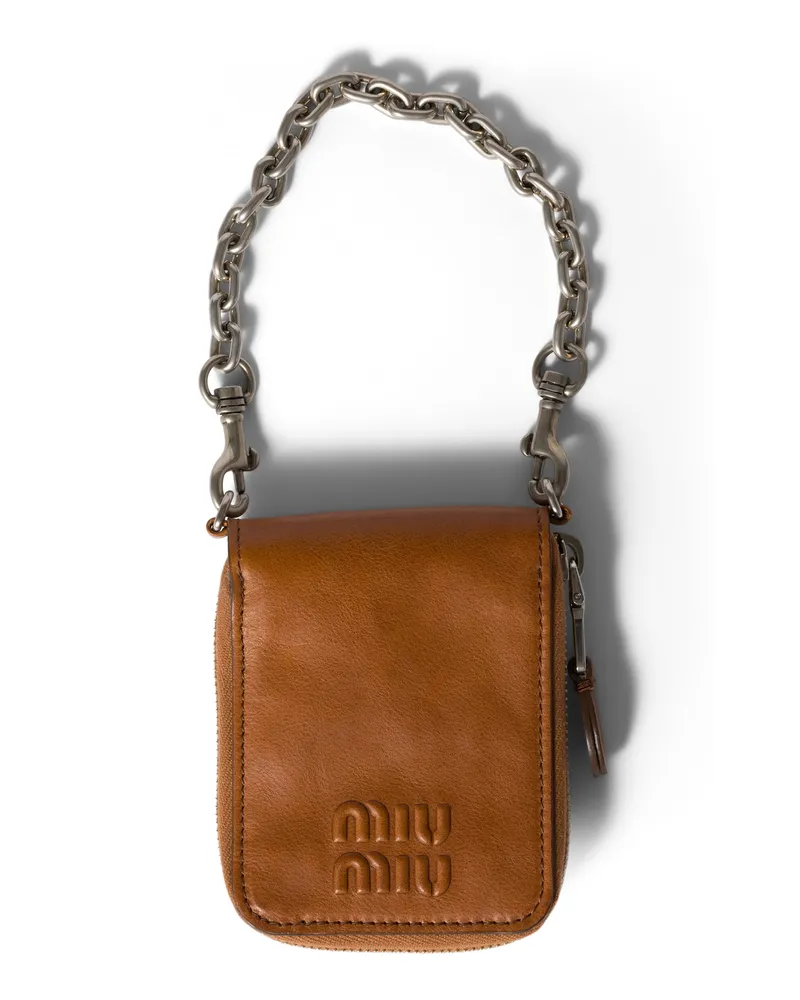 Miu Miu Kleine Geldbörse Aus Leder, Damen, Cognac Cognac