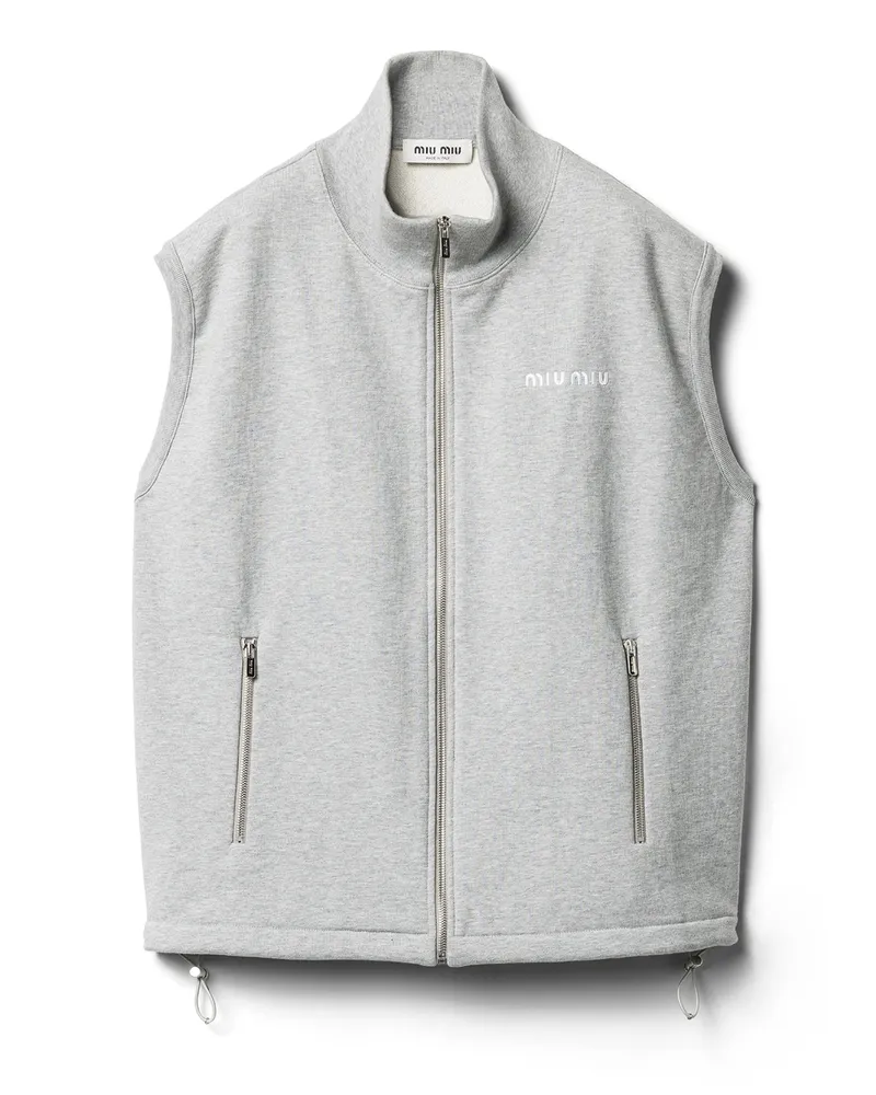 Miu Miu Weste Aus Bauwoll-fleece, Damen, Grau, Größe Grau