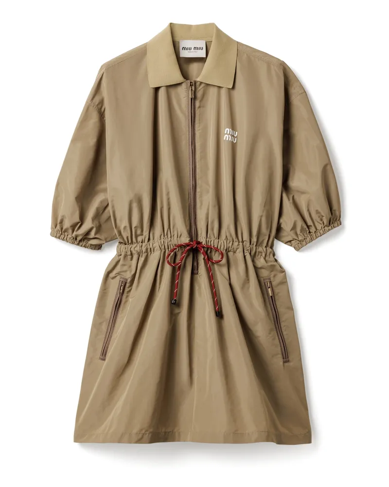 Miu Miu Kleid Aus Funktionsgewebe, Damen, Lehmgrau, Größe Lehmgrau