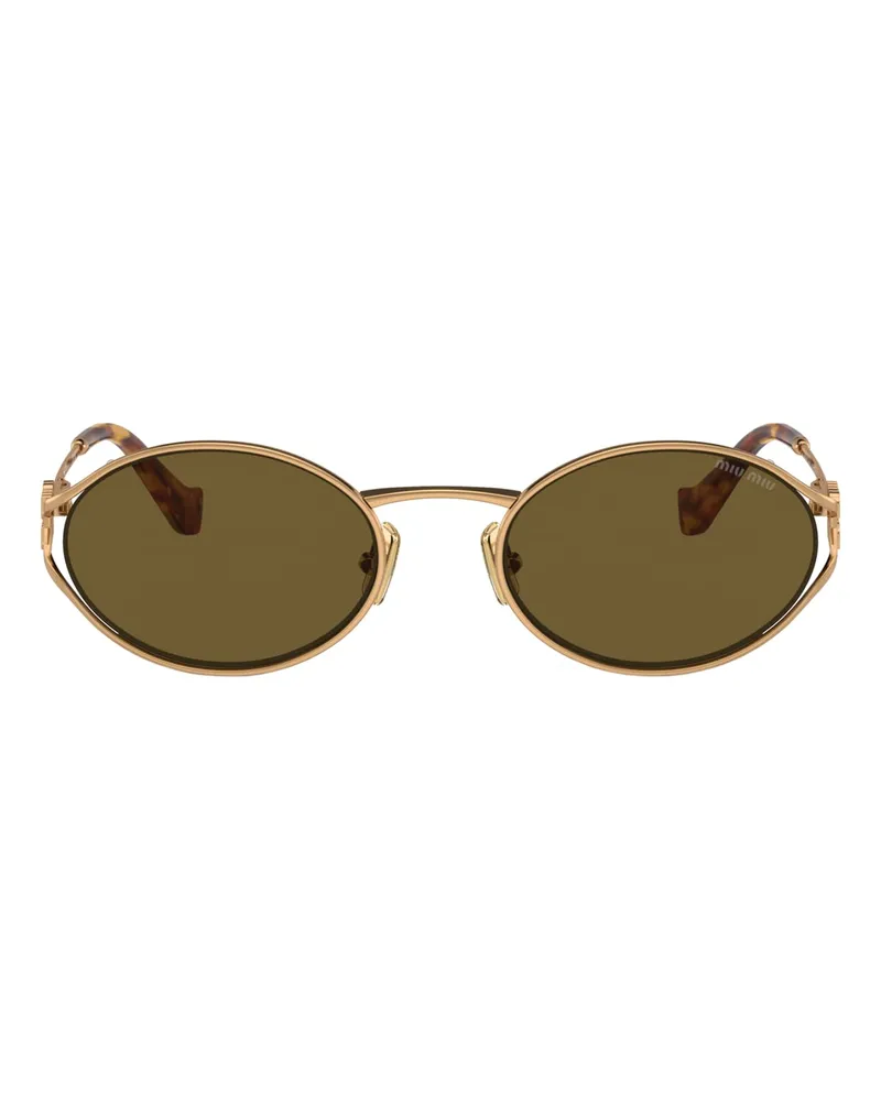 Miu Miu Logo Sonnenbrille, Damen, Lodengrüne Gläser Lodengrüne