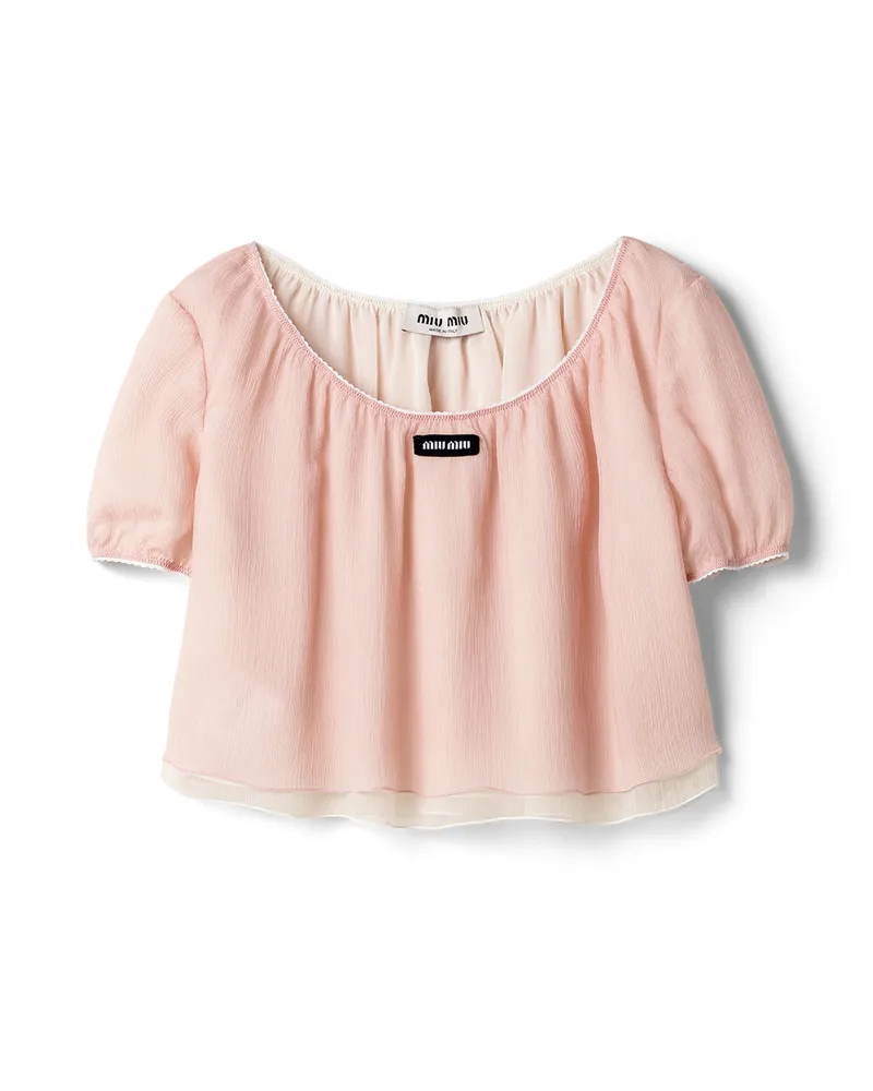 Miu Miu Top Aus Chiffon, Damen, Rosa, Größe Rosa