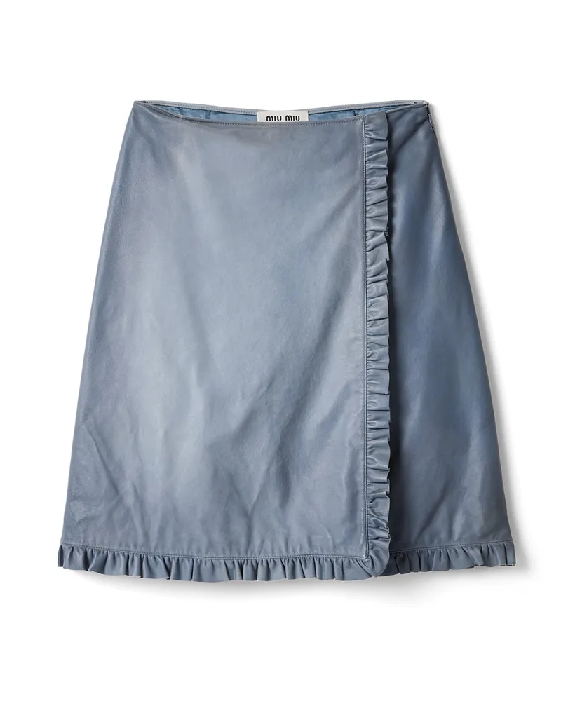 Miu Miu Nappa Leather Skirt, Damen, Meerblau, Größe Meerblau