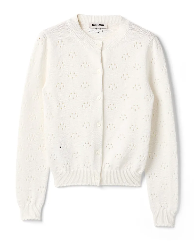 Miu Miu Strickjacke Aus Baumwolle, Damen, Weiss, Größe Weiss