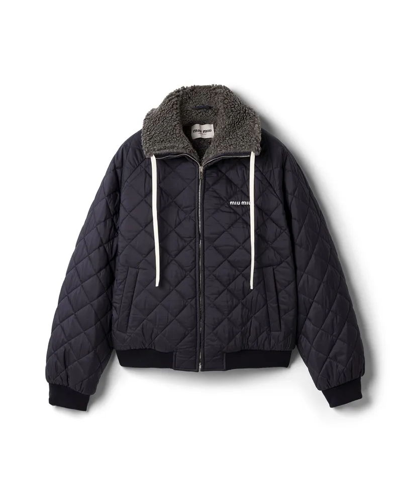 Miu Miu Daunenjacke Aus Technischem Pongé, Damen, Blau, Größe Blau