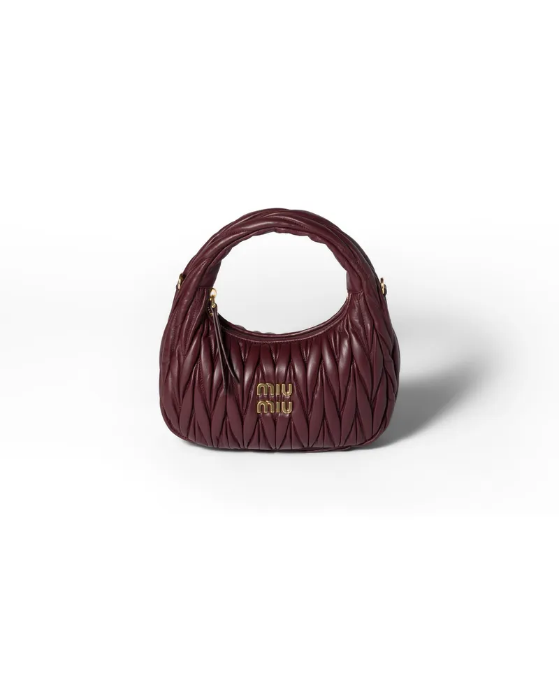 Miu Miu Wander Hobo Bag Aus Matelassé-nappaleder, Damen, Burgunderrot Burgunderrot