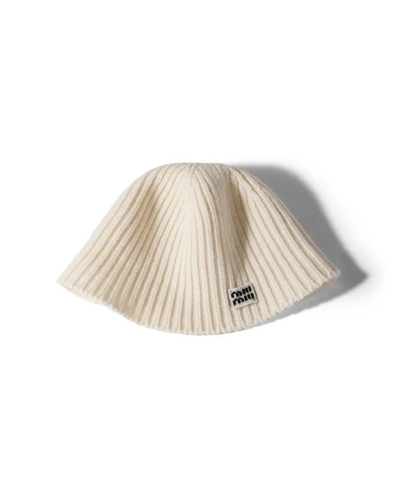 Miu Miu Hut Aus Wolle Und Kaschmir, Damen, Weiss, Größe Weiss