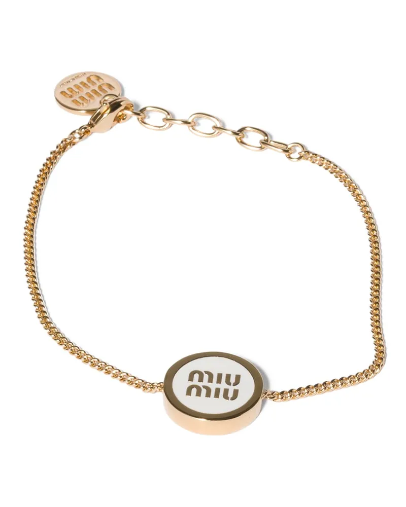 Miu Miu Armband Aus Emailliertem Metall, Damen, Weiss Weiss