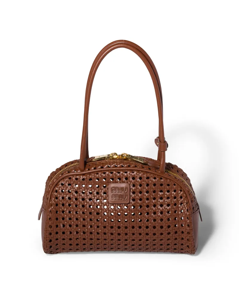 Miu Miu Beau Tasche Aus Ledergeflecht, Damen, Eiche Eiche