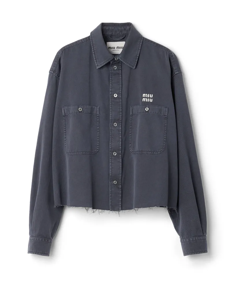 Miu Miu Hemd Aus Leichtem Denim, Damen, Rauchgrau, Größe Rauchgrau