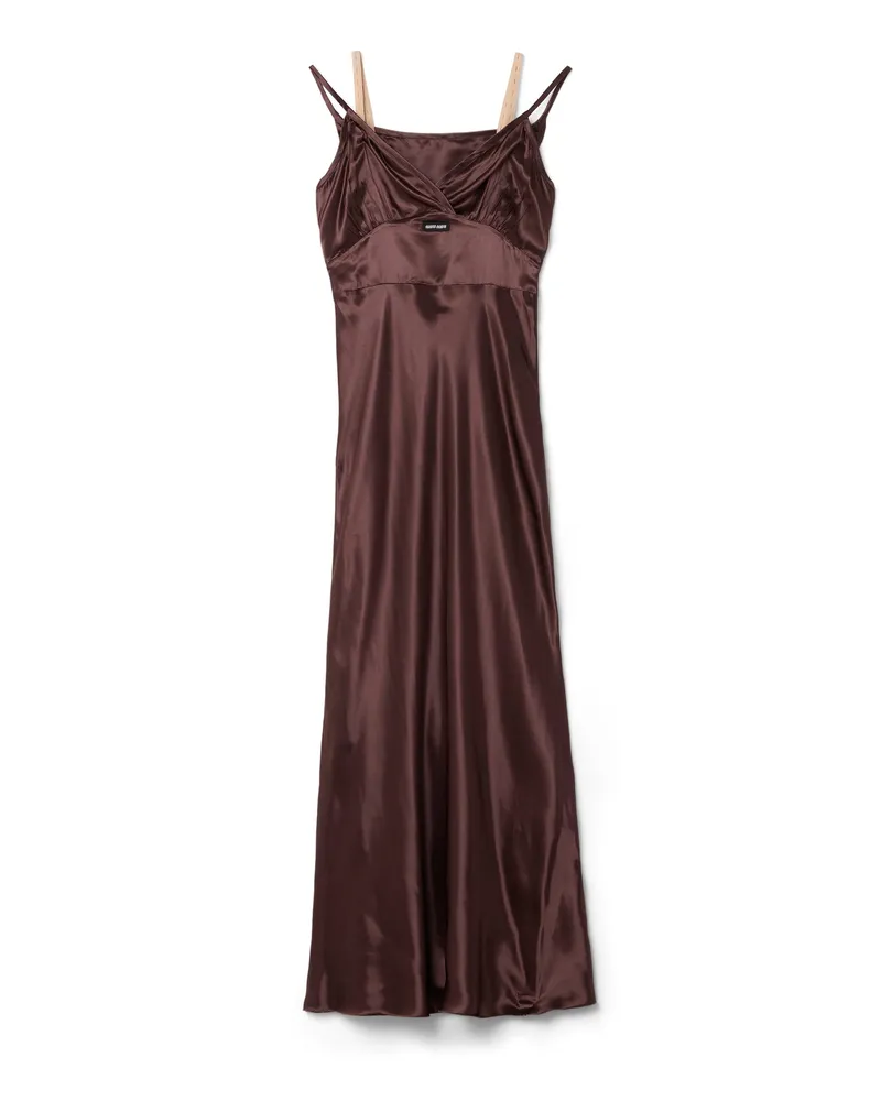 Miu Miu Langes Kleid Aus Satin, Damen, Kakaobraun, Größe Kakaobraun