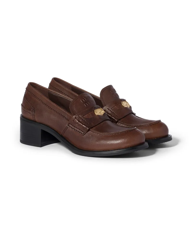 Miu Miu Loafer Aus Nappaleder, Damen, Kakaobraun, Größe Kakaobraun