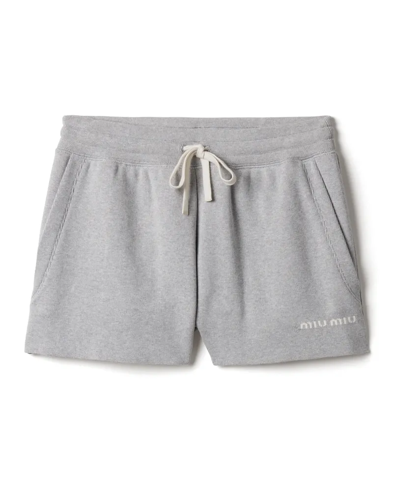 Miu Miu Shorts Aus Baumwolle, Damen, Grau, Größe Grau