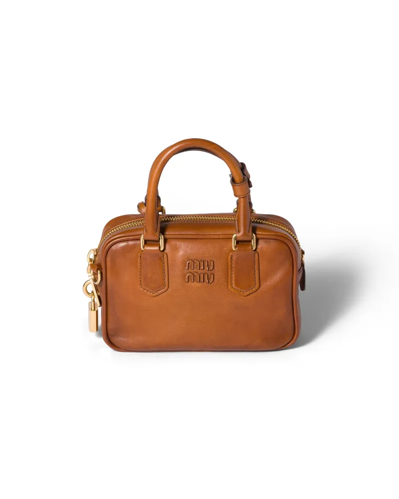 Miu Miu Arcadie Tasche Aus Leder, Damen, Cognac Cognac