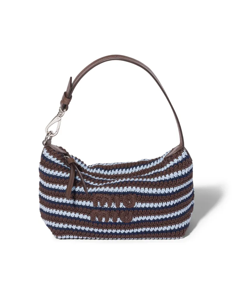 Miu Miu Gehäkeltes Pouch, Damen, Kakaobraun/blassblau Kakaobraun