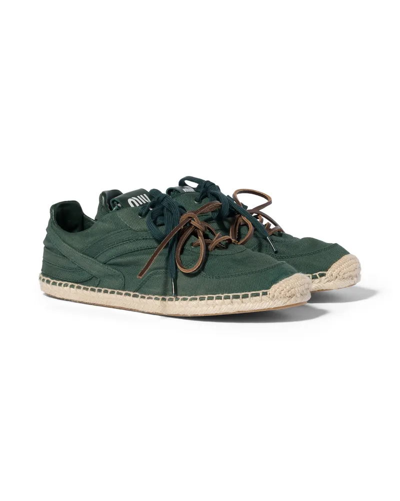 Miu Miu Gymnasium-sneaker Aus Gabardine, Damen, Flaschengrün, Größe Flaschengrün