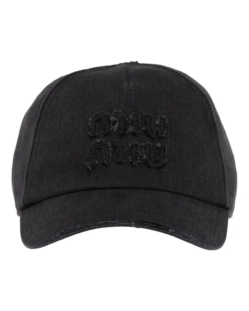 Miu Miu Baseballkappe Aus Denim, Damen, Schwarz, Größe Schwarz