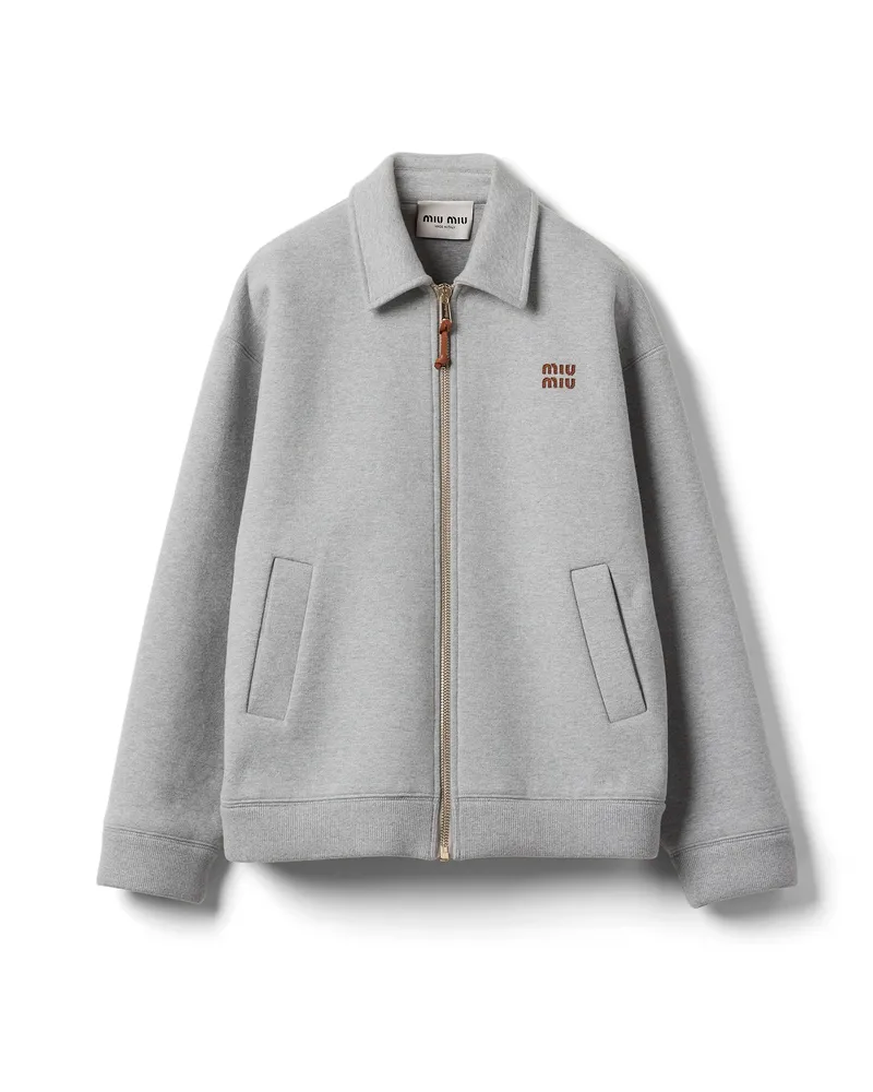 Miu Miu Blousonjacke Aus Jersey, Damen, Grau, Größe Grau