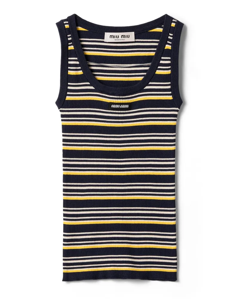 Miu Miu Tanktop Aus Baumwollstrick, Damen, Blau, Größe Blau