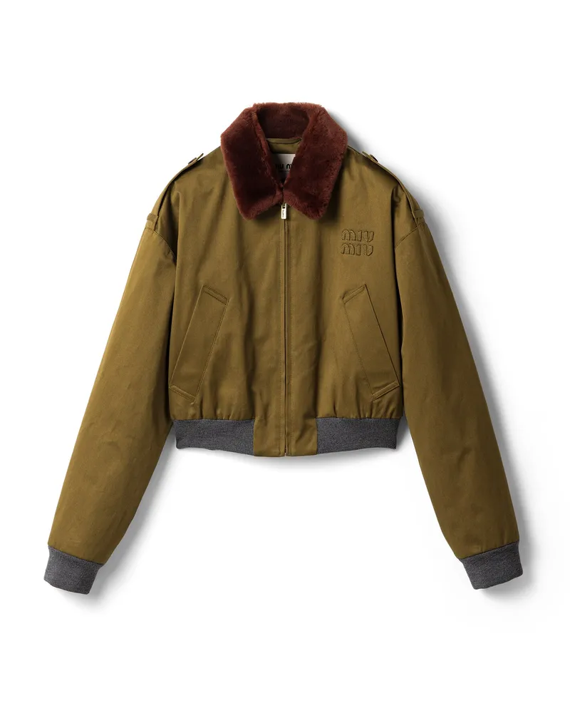 Miu Miu Bomberjacke Aus Baumwollsatin, Damen, Waldgrün, Größe Waldgrün