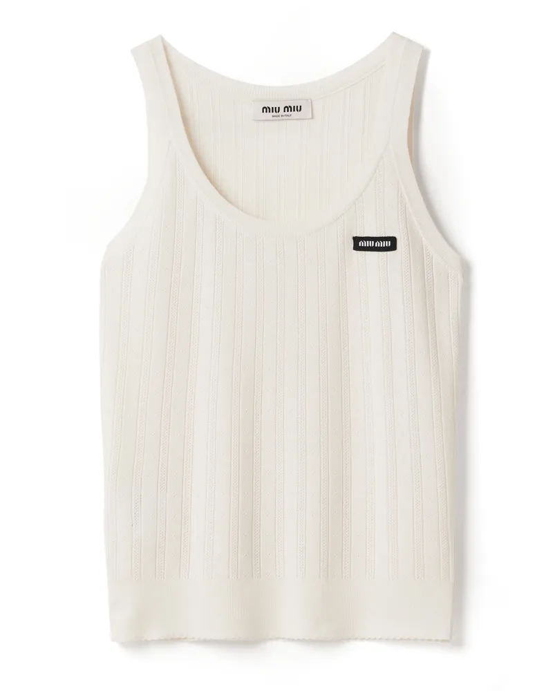 Miu Miu Tanktop Aus Kaschmir Und Seide, Damen, Weiss, Größe Weiss