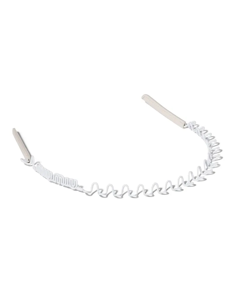 Miu Miu Haarreif Aus Metall Und Leder, Damen, Kalkweiss Kalkweiss