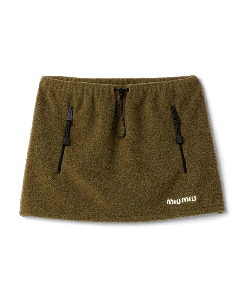 Miu Miu Minirock Aus Fleece, Damen, Waldgrün, Größe Waldgrün