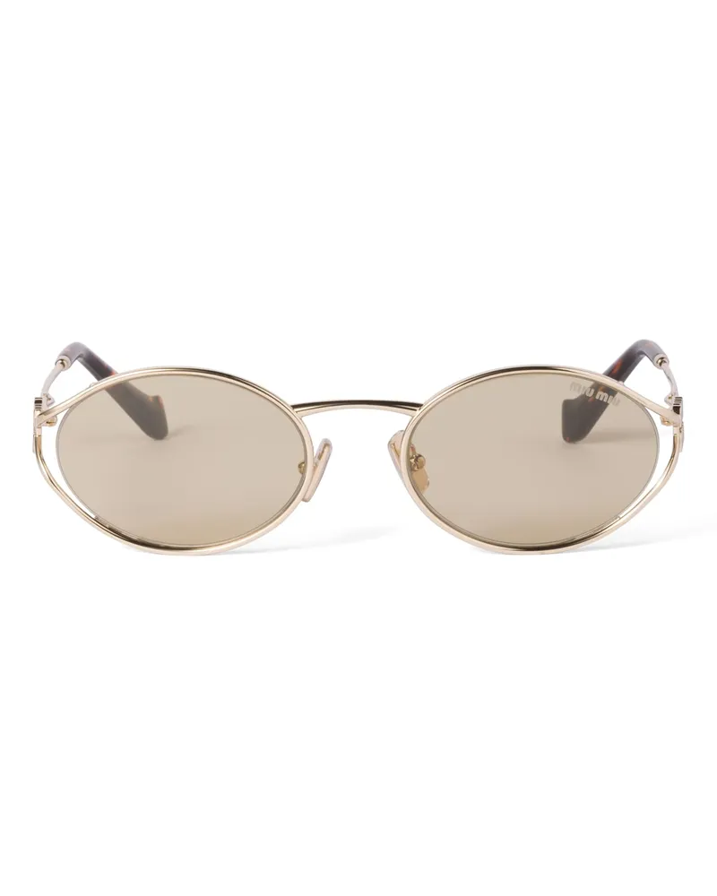 Miu Miu Logo Sonnenbrille, Damen, Kamillefarbene Gläser Kamillefarbene