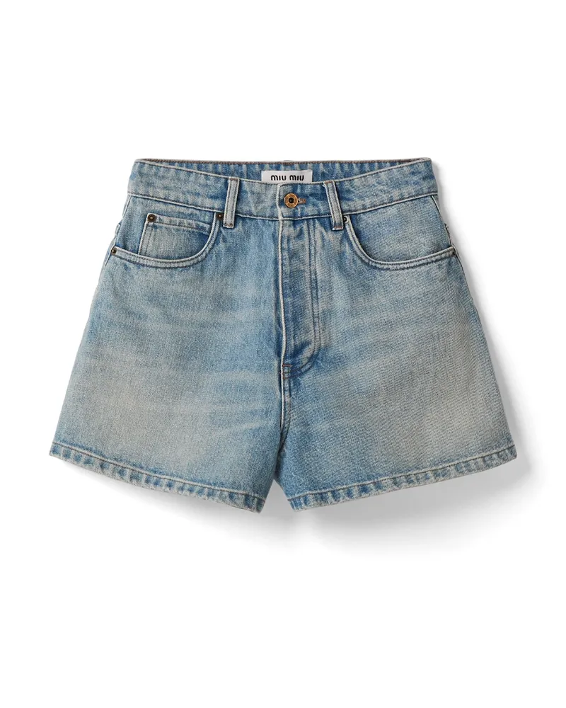 Miu Miu Shorts Aus Denim, Damen, Hellblau, Größe Hellblau