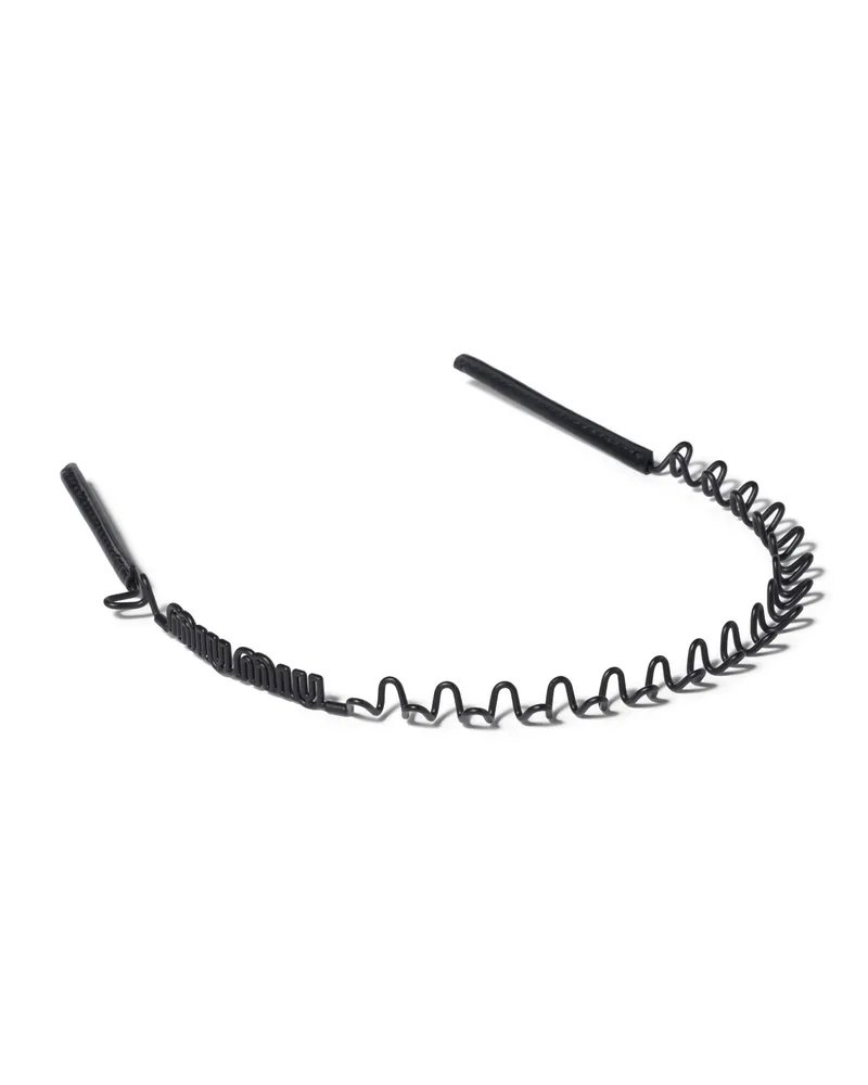 Miu Miu Haarreif Aus Metall Und Leder, Damen, Schwarz Schwarz