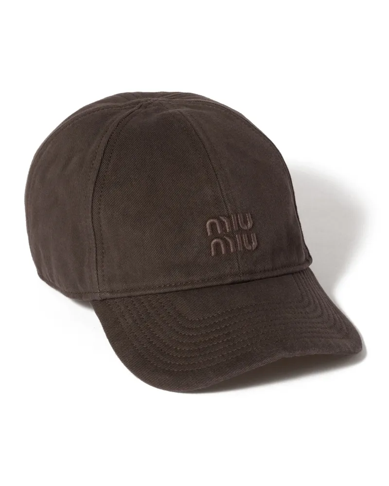 Miu Miu Baseballkappe Aus Drill, Damen, Ebenholz, Größe Ebenholz