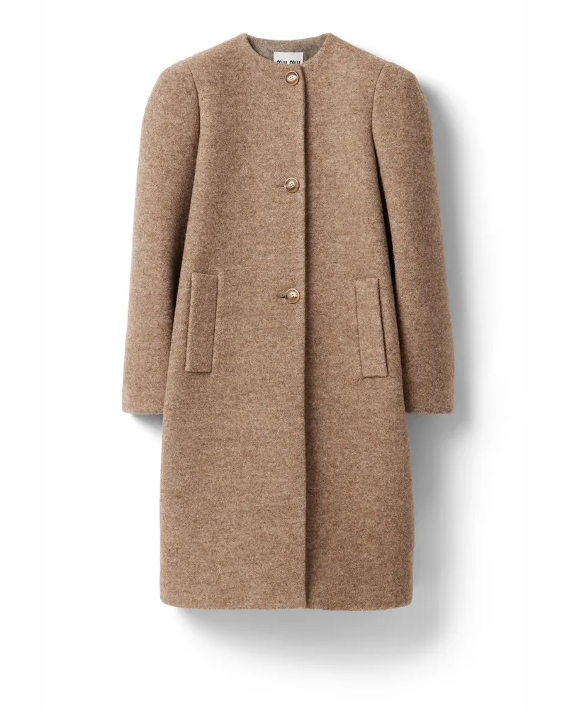 Miu Miu Einreihiger Mantel Aus Shetlandwolle, Damen, Kordel, Größe Kordel