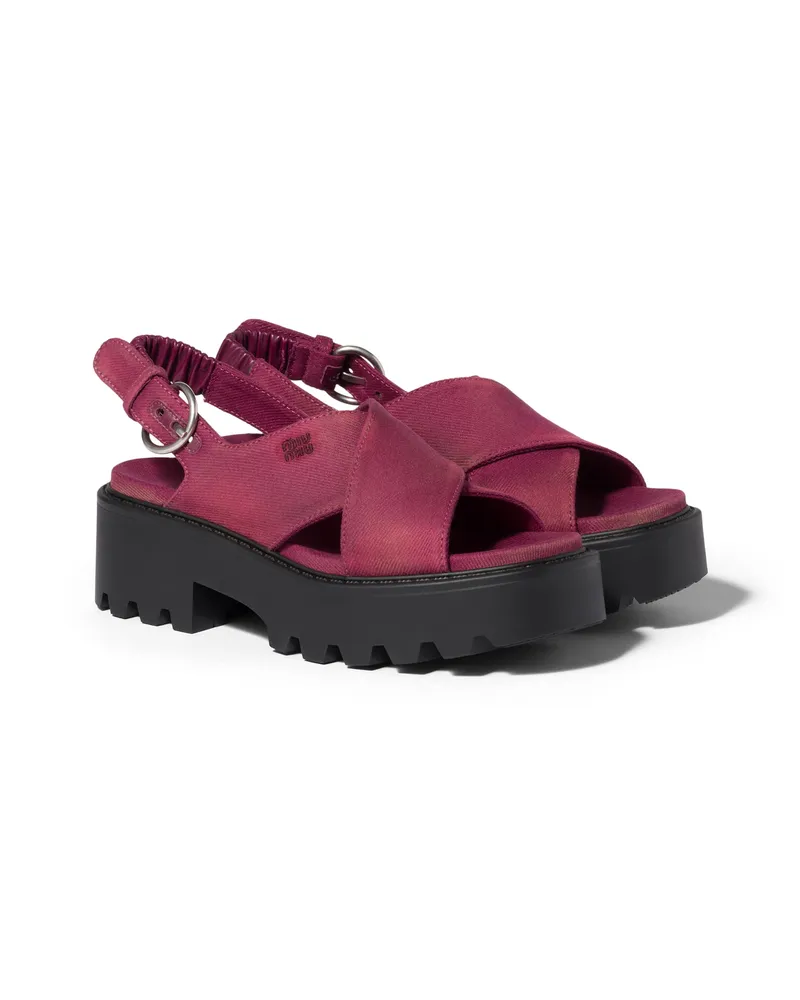 Miu Miu Sandalen Aus Gabardine, Damen, Burgunderrot, Größe Burgunderrot