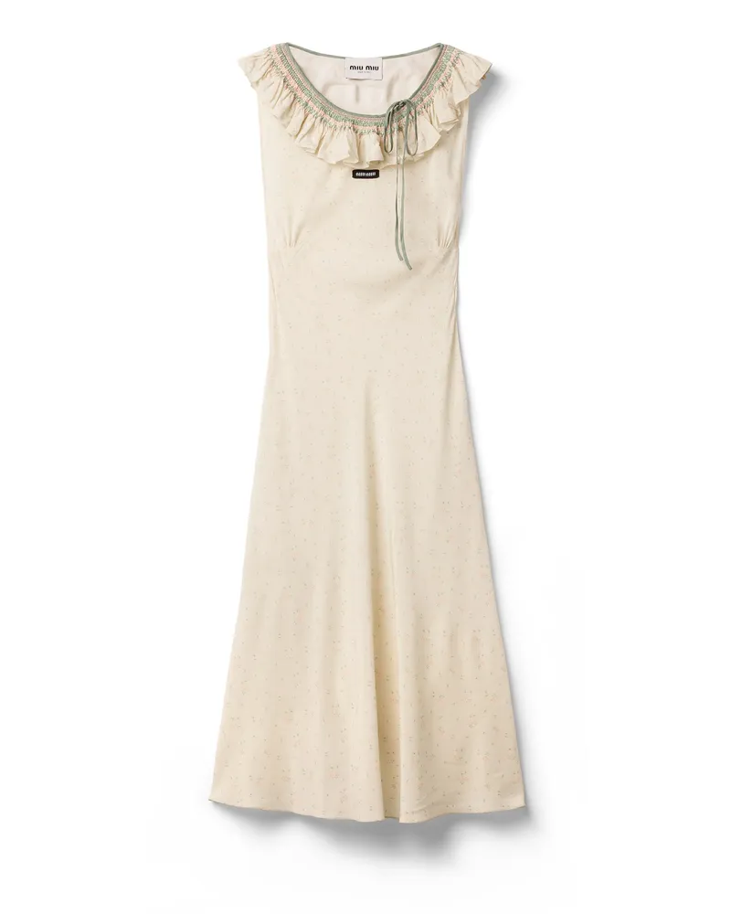 Miu Miu Midikleid Aus Besticktem Marocain Crêpe De Chine, Damen, Sand/pfirsich, Größe Sand