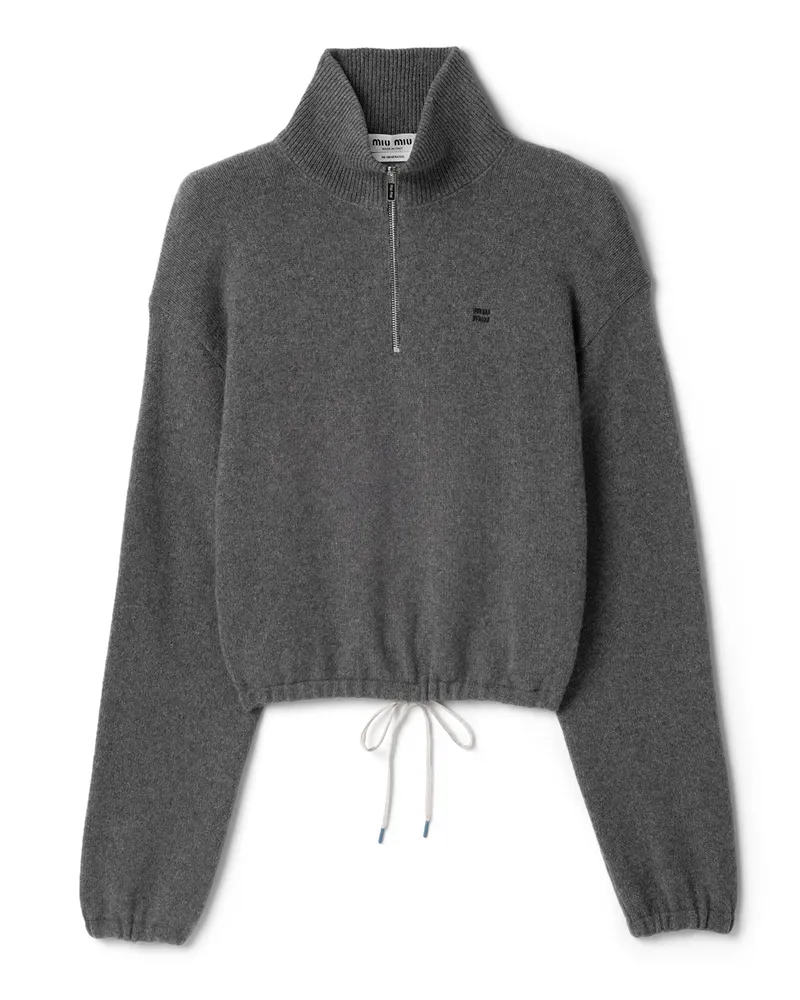Miu Miu Pullover Aus Wolle Und Kaschmir, Damen, Schiefergrau, Größe Schiefergrau