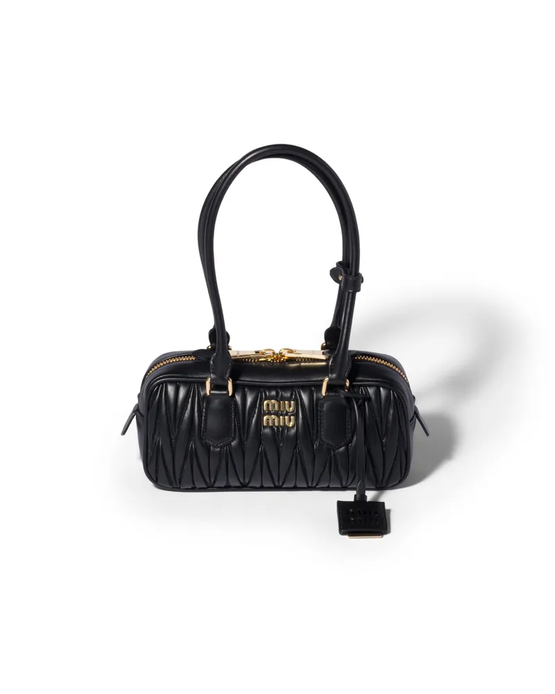 Miu Miu Arcadie Tasche Aus Matelassé-nappaleder, Damen, Schwarz Schwarz