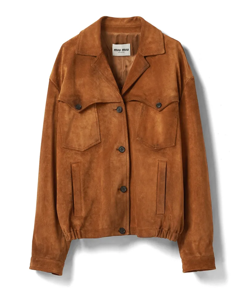 Miu Miu Jacke Aus Wildleder, Damen, Zimt, Größe Zimt