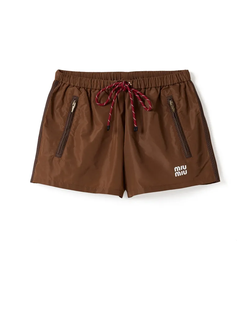 Miu Miu Shorts Aus Funktionsgewebe, Damen, Kakaobraun, Größe Kakaobraun