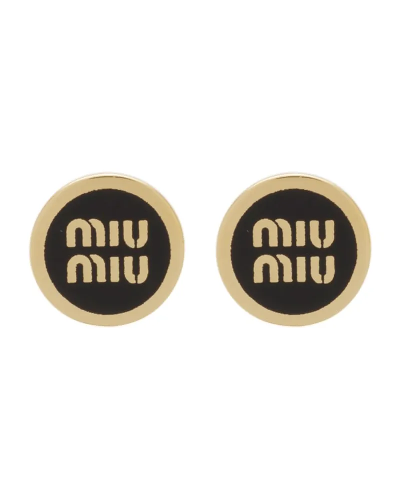 Miu Miu Ohrringe Aus Emailliertem Metall, Damen, Schwarz Schwarz