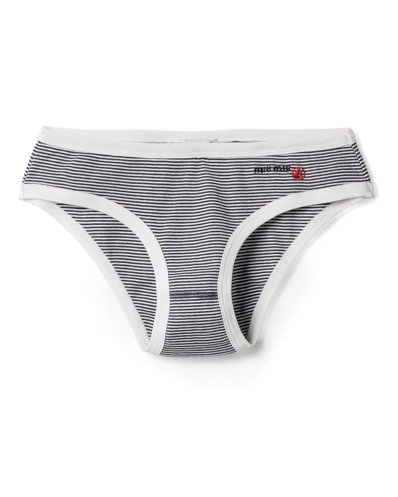 Miu Miu Petit Bateau X  Slip Aus Geripptem Jersey, Damen, Weiss/blau, Größe Weiss