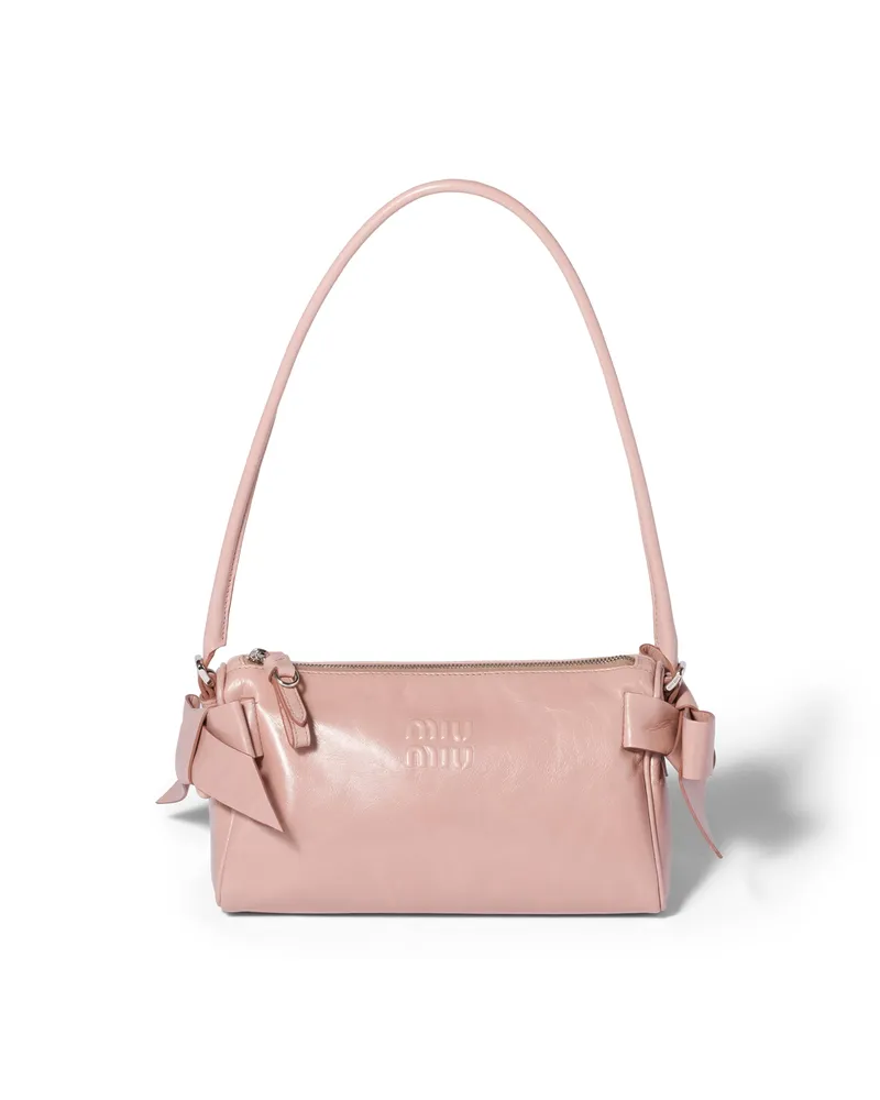 Miu Miu Pouch Aus Glänzendem Leder, Damen, Zartrosa Zartrosa