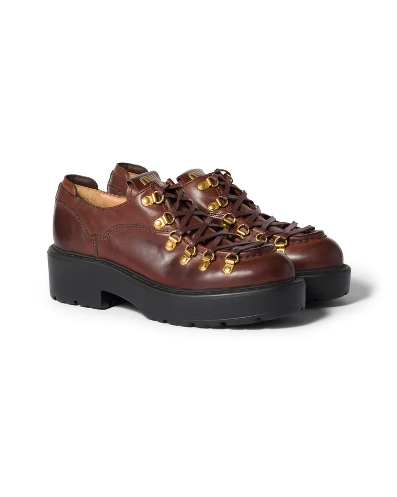 Miu Miu Loafer Aus Leder, Damen, Kaffeebraun, Größe Kaffeebraun