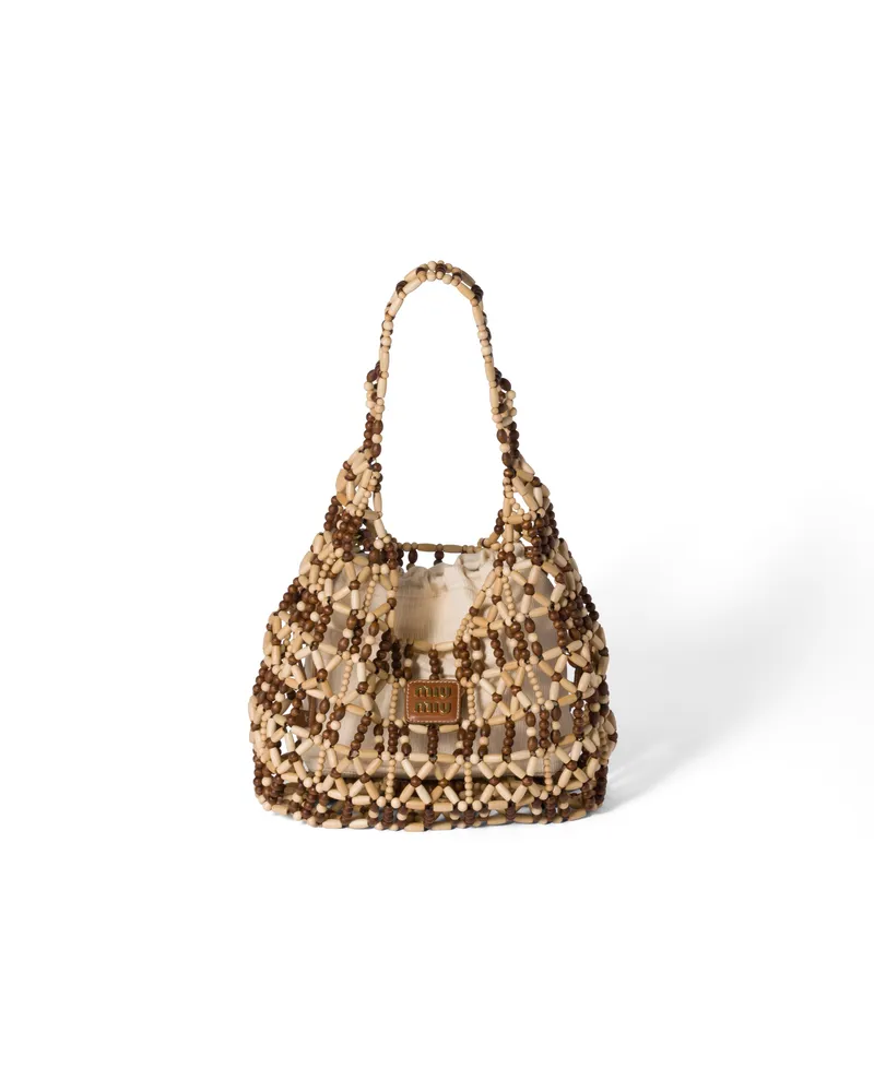 Miu Miu Tasche Aus Mesh, Damen, Natur/kakao Natur