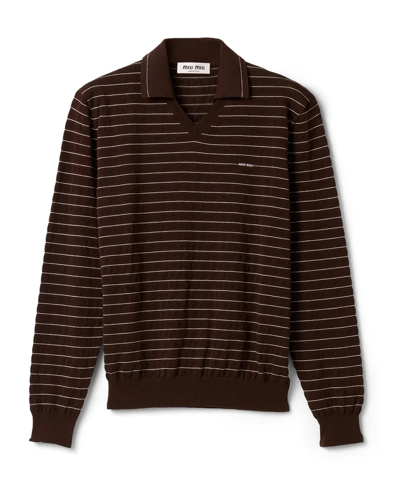 Miu Miu Pullover Aus Baumwolle Mit V-ausschnitt, Damen, Kakaobraun, Größe Kakaobraun